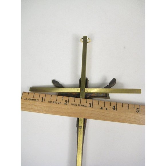 Vintage Bronze Metal Thin Crucifix Robed Jesus Wall Decor Hanging Brass 10 inch - Picture 13 of 14